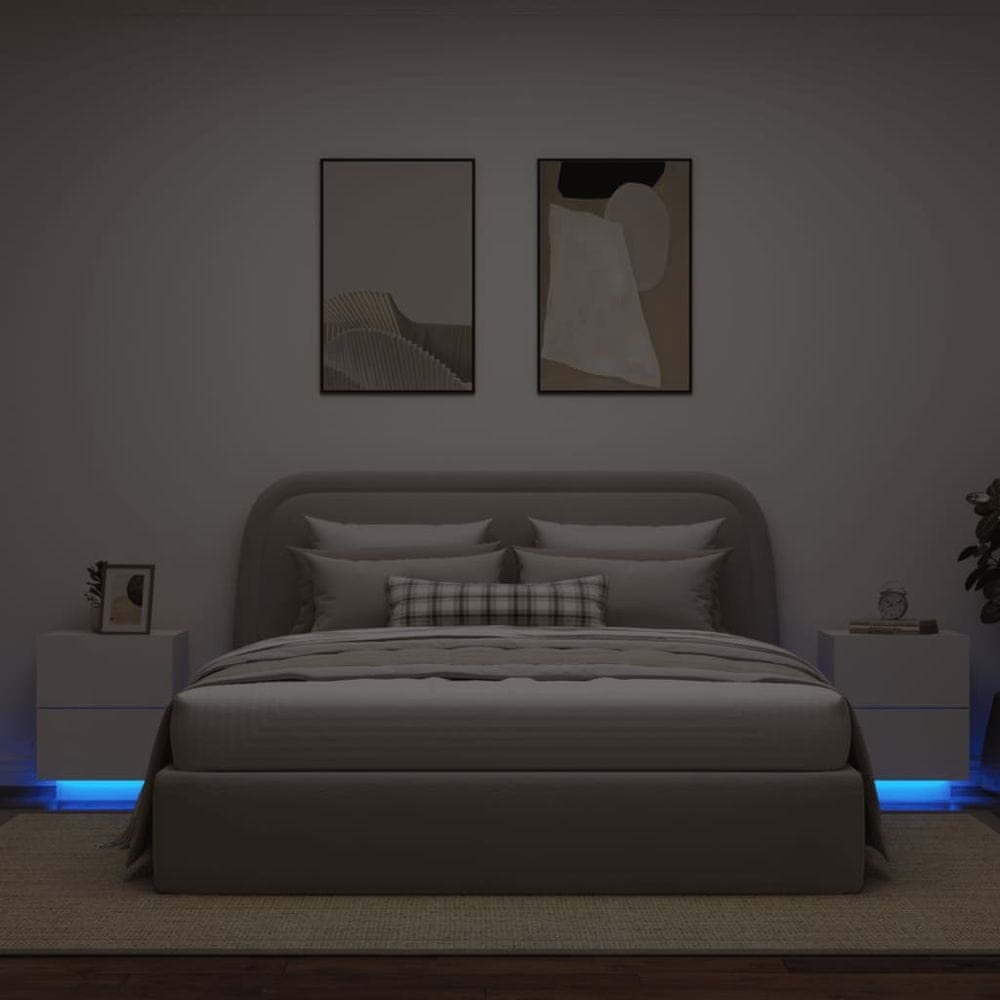 Petromila vidaXL Nočné stolíky s LED svetlami 2 ks biele kompozitné drevo